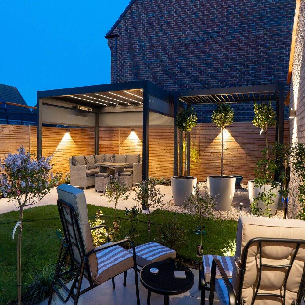 Aluminum Motorized Louver Gazebo Heavy Duty Pergola Alloy Flipped Blades Roof for Backyard Gardening with Electric Screen