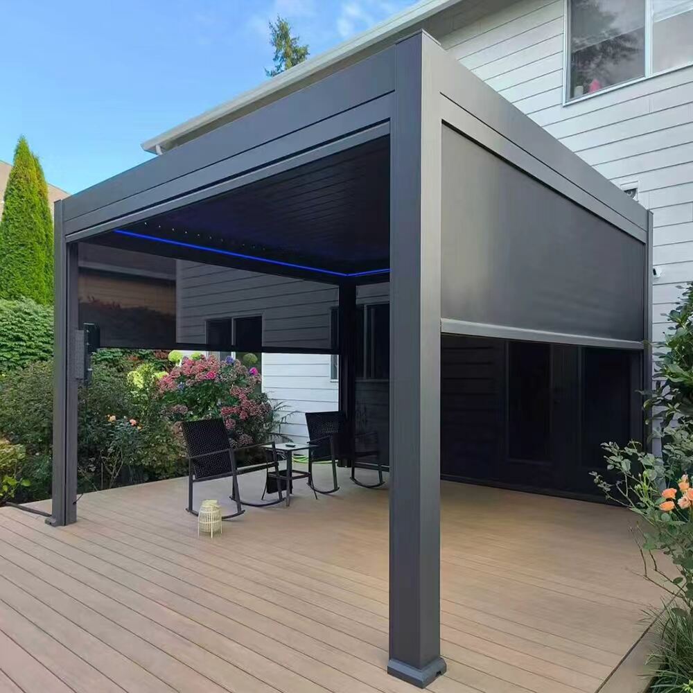 Electric Motorized Roof Screen Powder Coated Standard Pergola with Zip Screen for Outdoor Garden Easily Assembled for Backyard Use