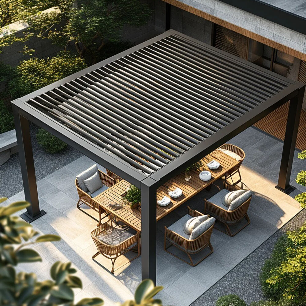 High Quality Modern Aluminum Patio Pergola Waterproof UV Resistant Remote Control Durable Frame Made T5 Alloy