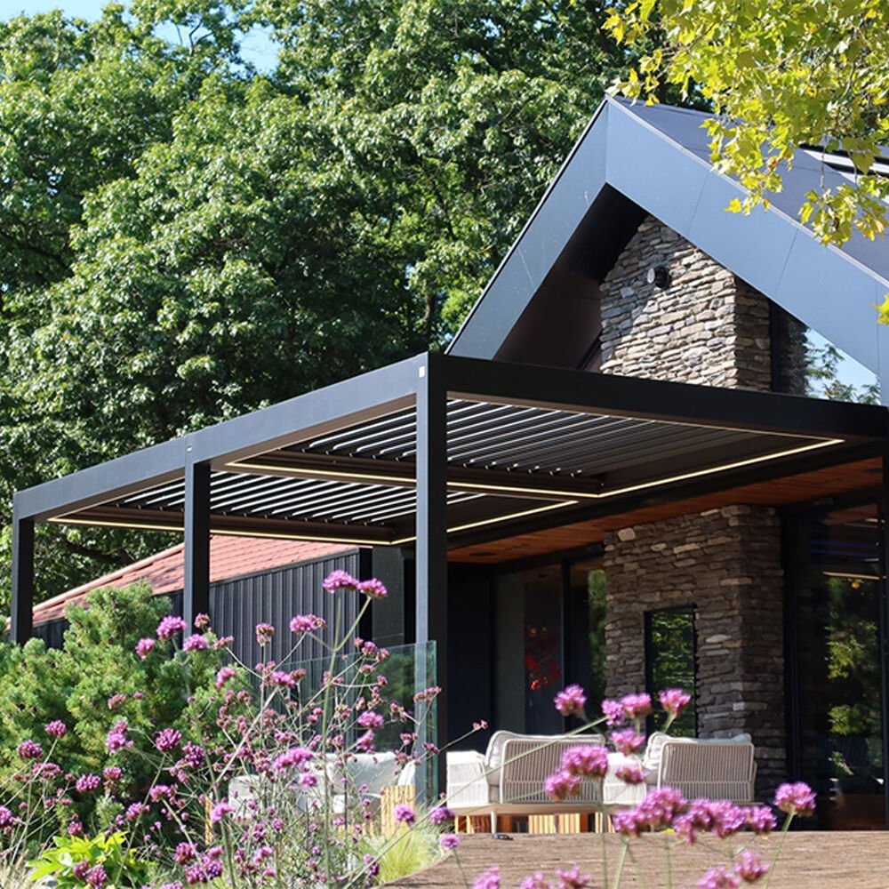 High Quality Modern Aluminum Patio Pergola Waterproof UV Resistant Remote Control Durable Frame Made T5 Alloy