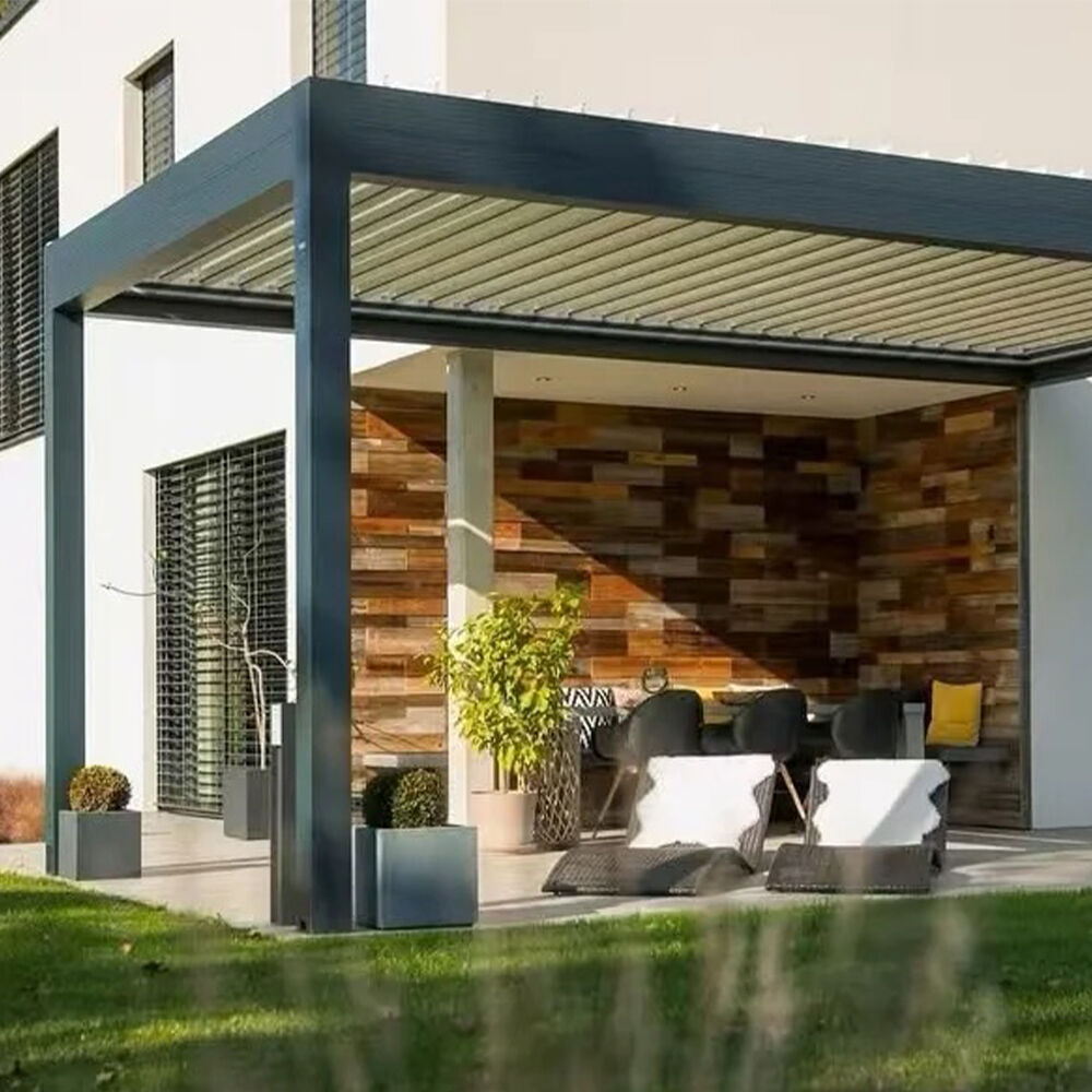 Pérgola estándar personalizable motorizada bioclimática de aluminio con lamas, patio automático, gazebo e pavillón para xardín