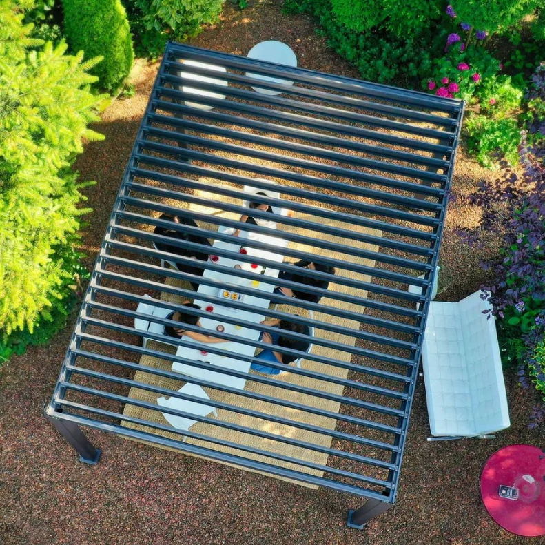 Aluminum Pergola Remote Control for Backyards Customized Sunshade Frameless Sliding Glass-Door Gardening Nature Outdoor