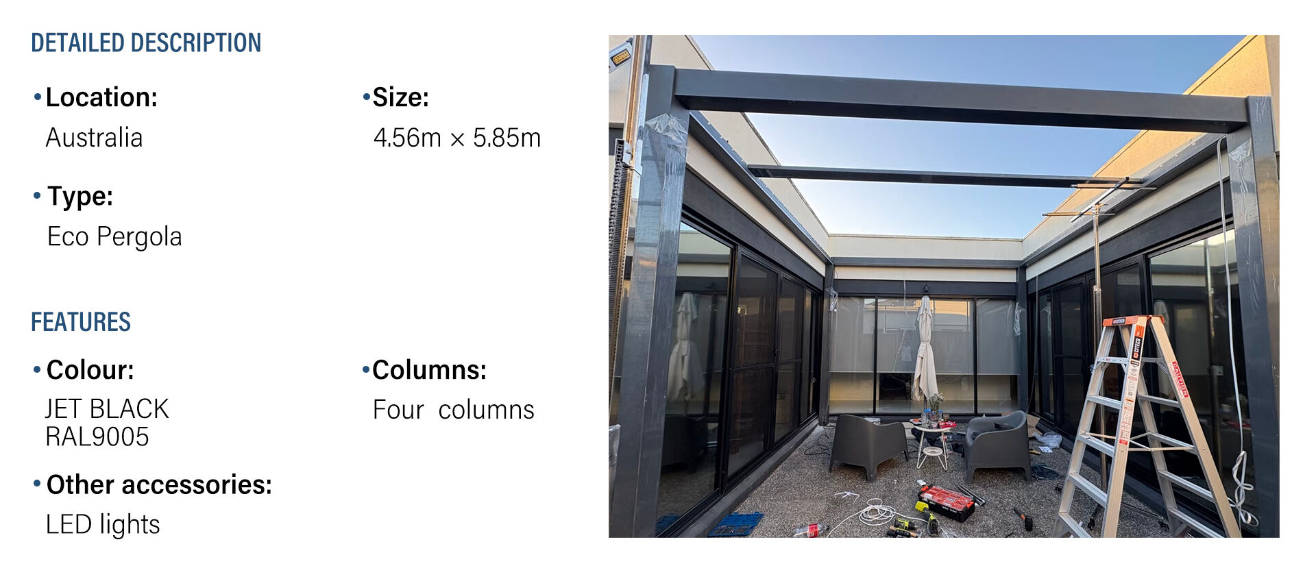 Eco Pergola Creates Functional Living Space Between Two Buildings