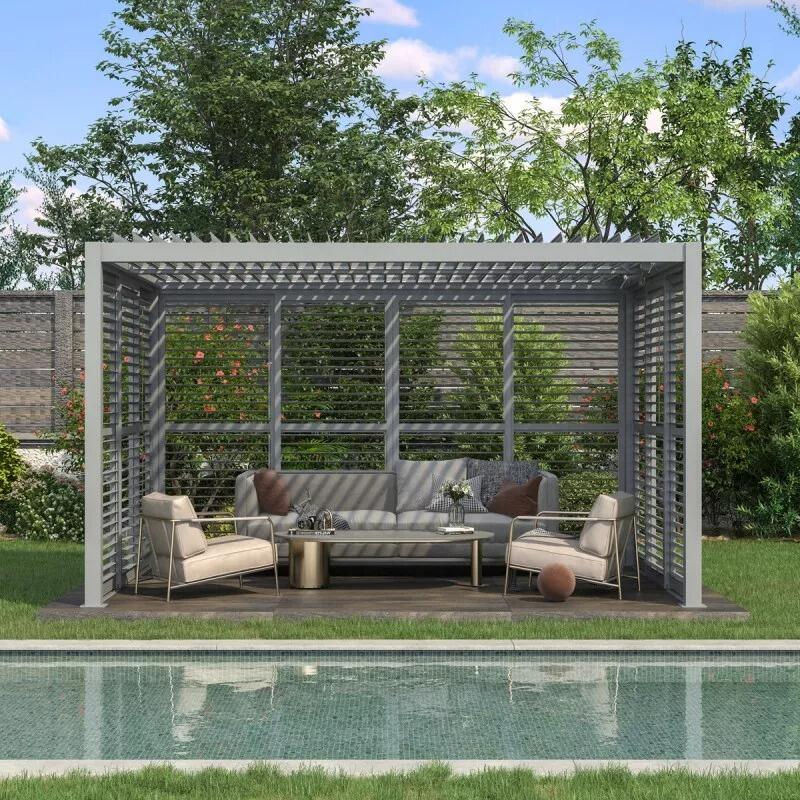 Aluminum Louver Doors with Sliding Rails for Outdoor Pergola