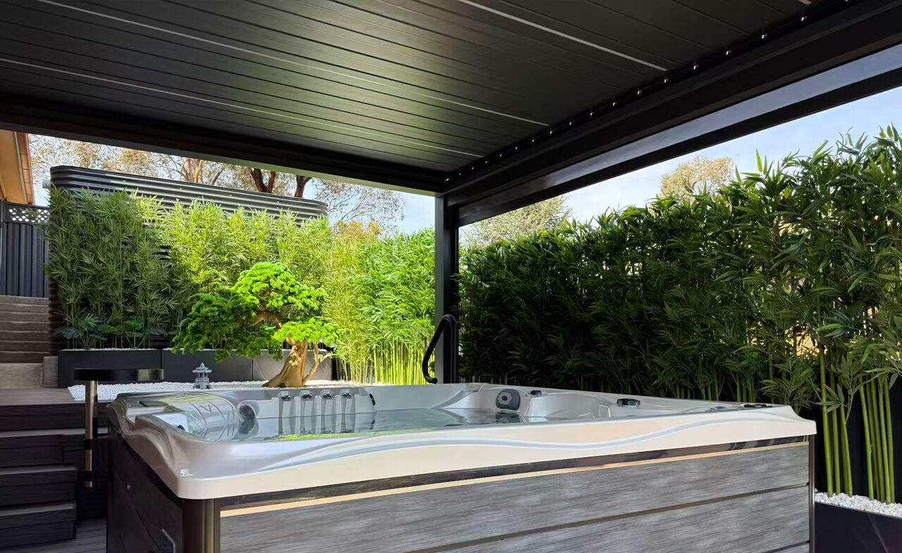 Pergola Creates Stylish Outdoor Spa Space for Bulgarian Home