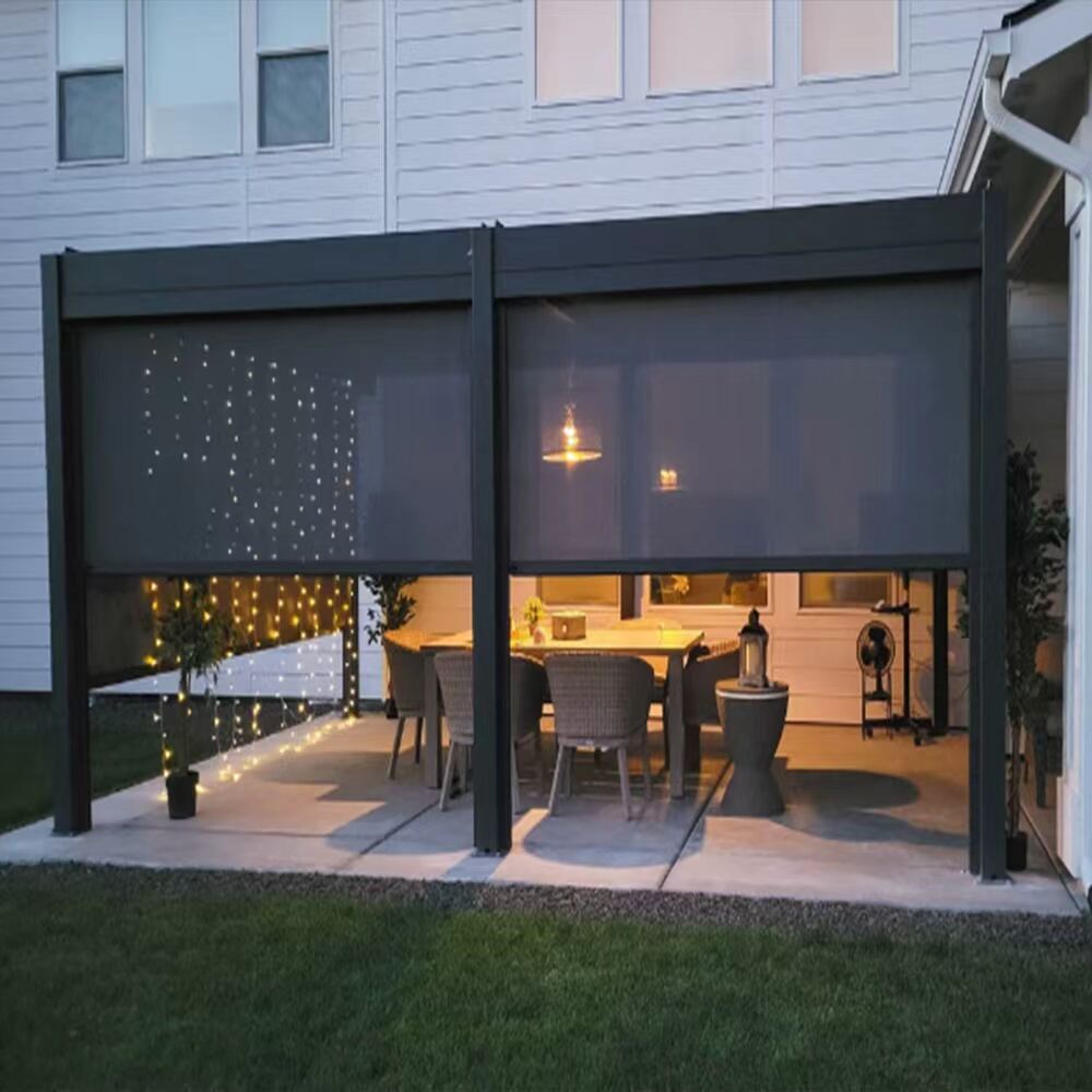 Electric Motorized Roof Screen Powder Coated Standard Pergola with Zip Screen for Outdoor Garden Easily Assembled for Backyard Use