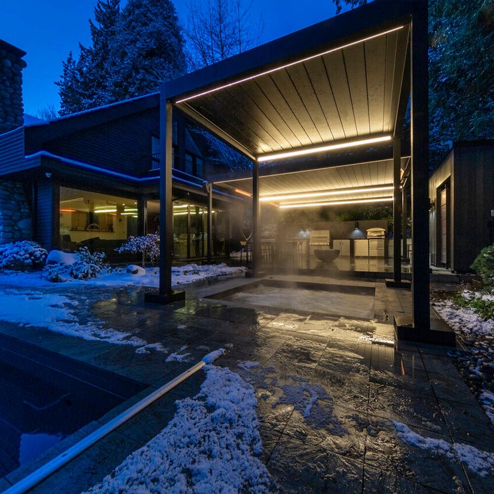 Heavy-duty Waterproof Windproof Aluminum Louver Roof Shutter Pergola Weather Sensor Powered Pergola Gazebo Pavilion