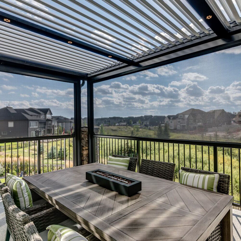 Electric Motorized Roof Screen Powder Coated Standard Pergola with Zip Screen for Outdoor Garden Easily Assembled for Backyard Use