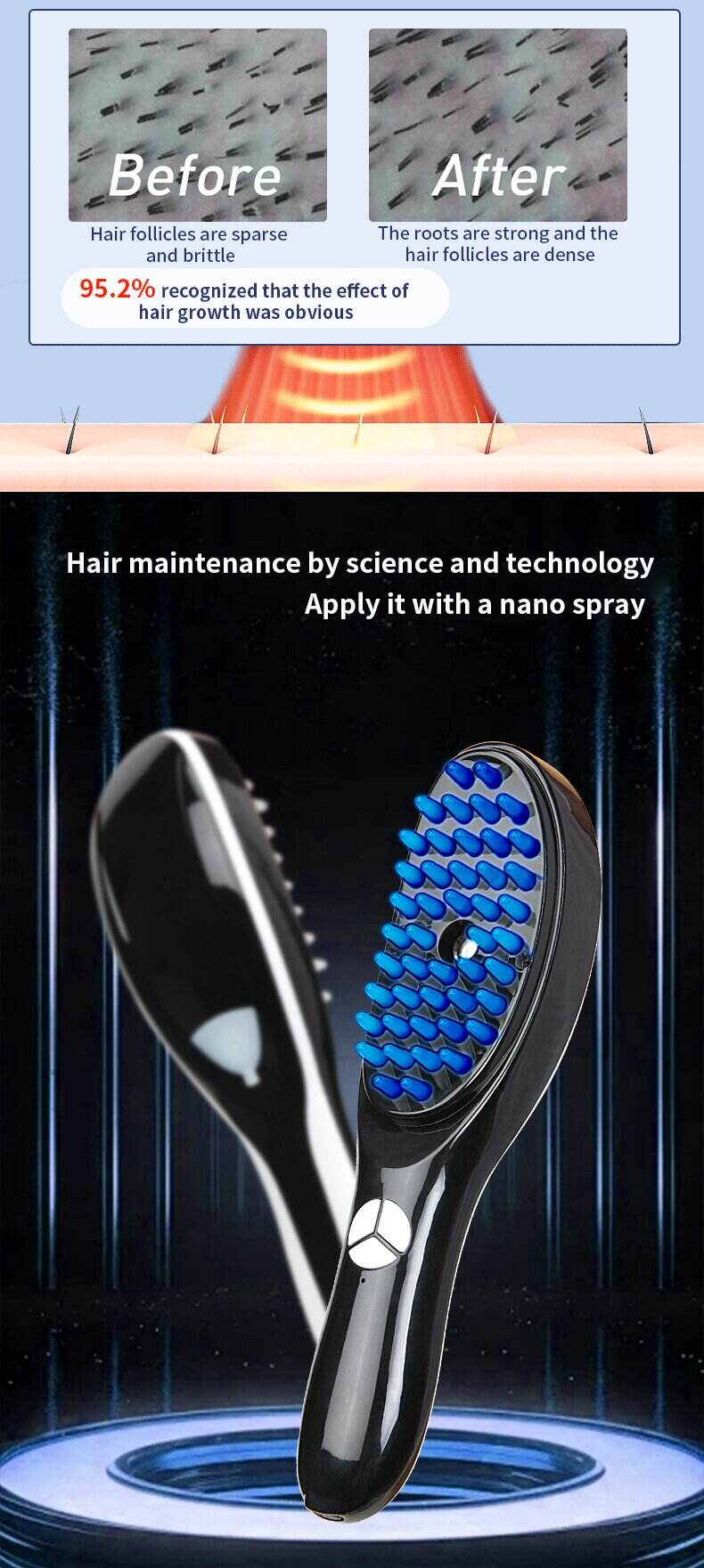 Led Therapy Vibration Hair Comb