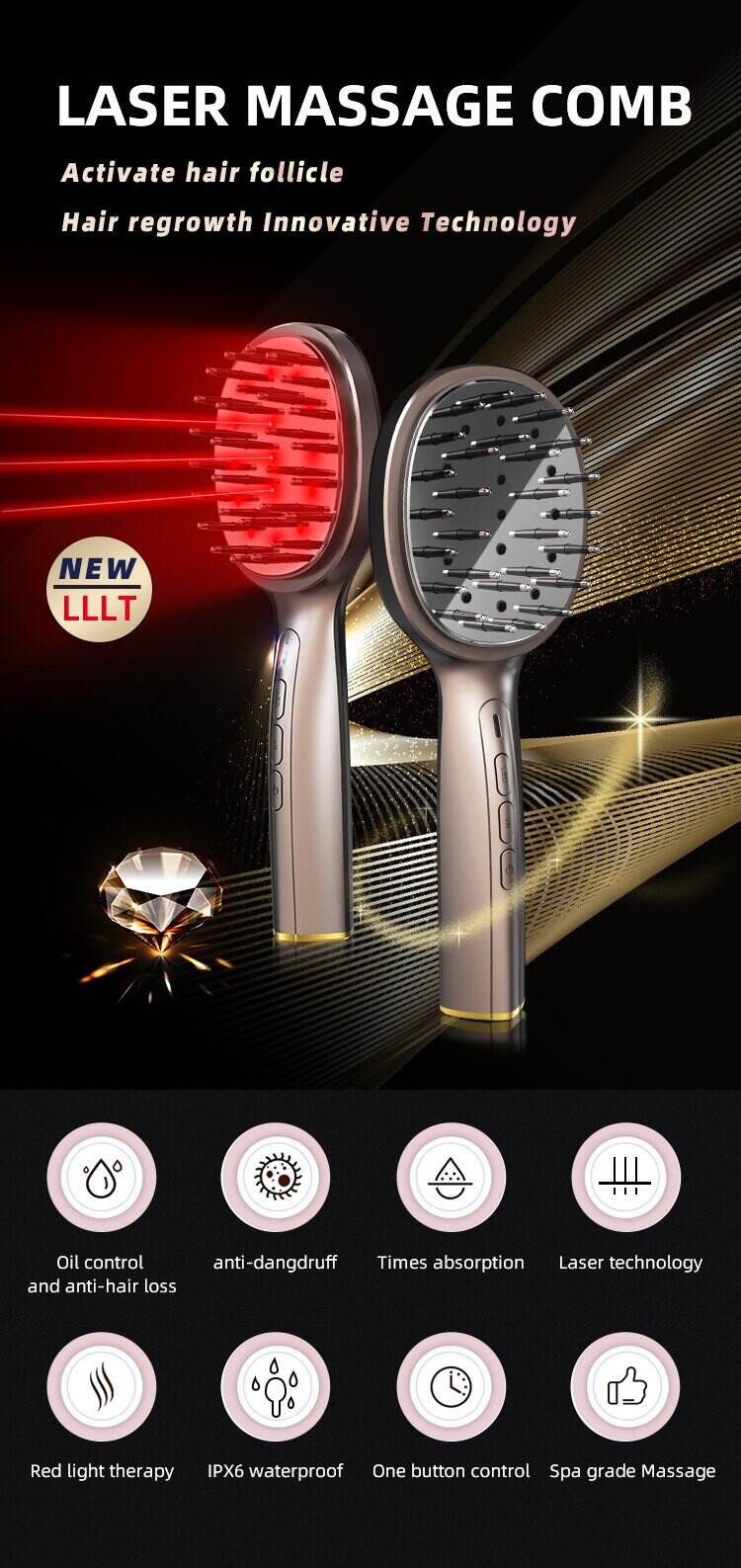 Red Light Therapy Massage Comb