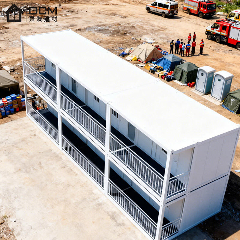 Z型 20フィート モジュール式接続可能折りたたみコンテナハウス - OCM 大規模キャンプ・寮用ソリューション