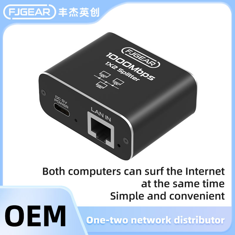 FJ-RJ102 2 Port 1000Mbps Network Splitter