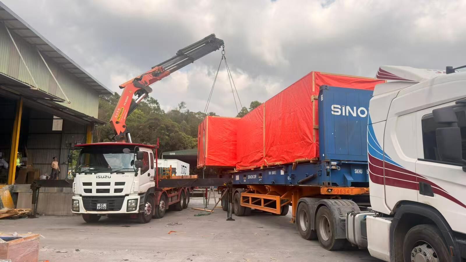 Cranes are being used to unload goods at our Hong Kong warehouse