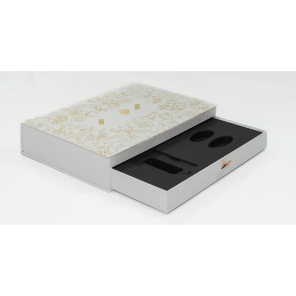 A pull-out drawer box that offers both interactivity and product protection