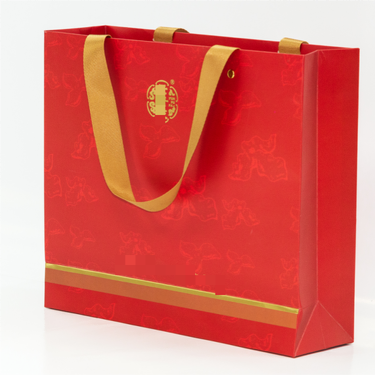 A red series paper bag with hot stamping, designed for gift boxes