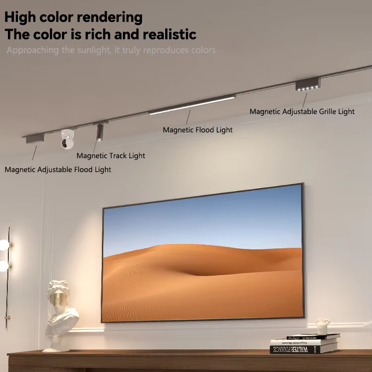 48V Modern Design Recessed Rail for LED Tension Stretching Ceiling Soft Film Magnetic Track Light System manufacture