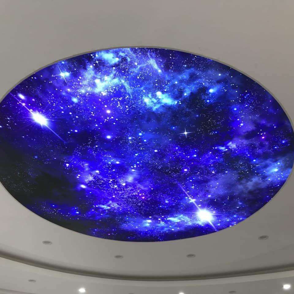 Custom 3D Printed PVC Translucent Stretch Ceiling Film for Modern Interior Decoration & Ambient Lighting Design