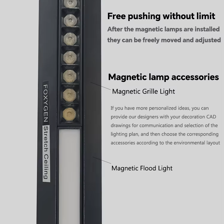 48V Modern Design Recessed Rail for LED Tension Stretching Ceiling Soft Film Magnetic Track Light System details