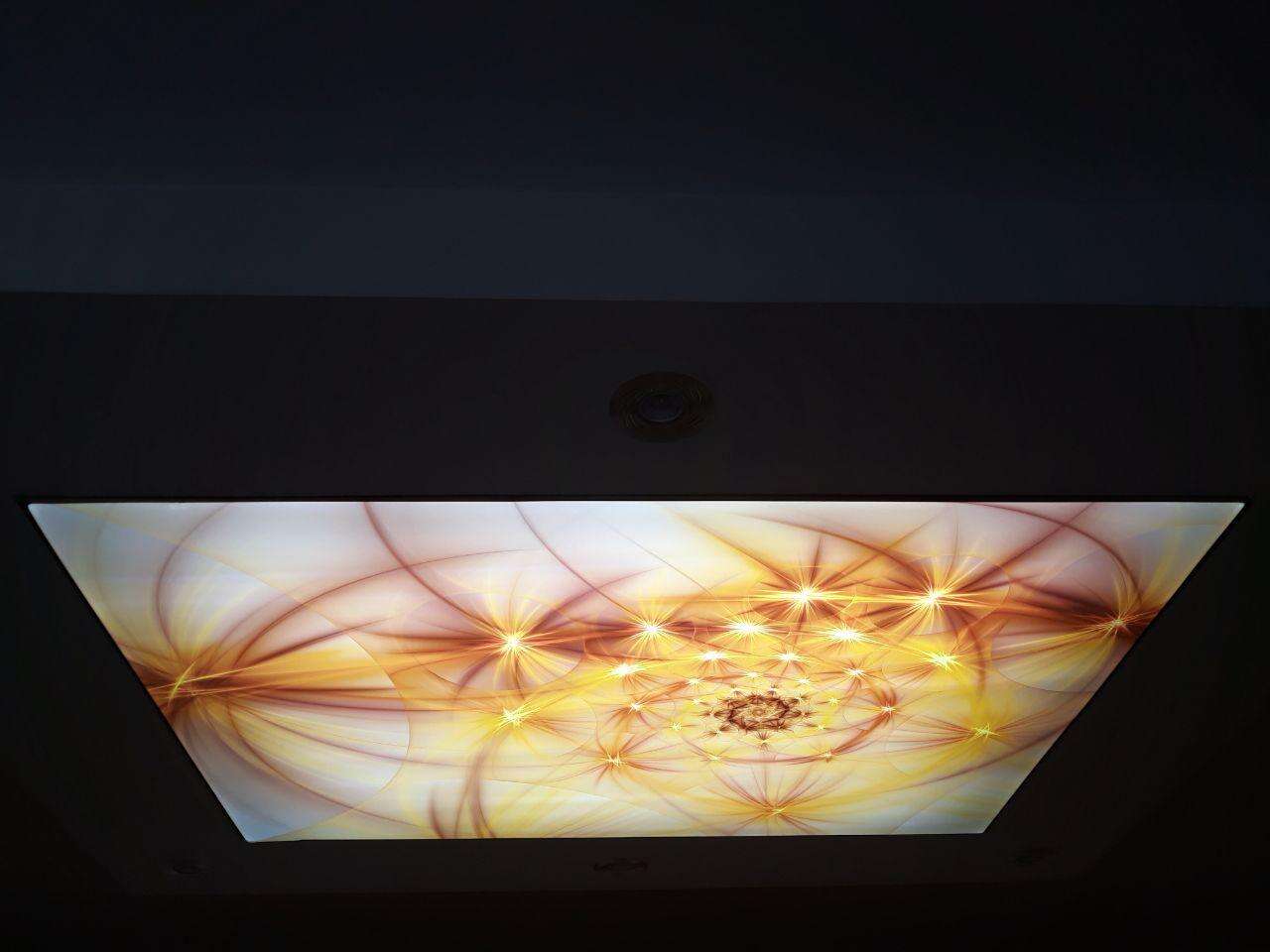 Custom 3D Printed PVC Translucent Stretch Ceiling Film for Modern Interior Decoration & Ambient Lighting Design