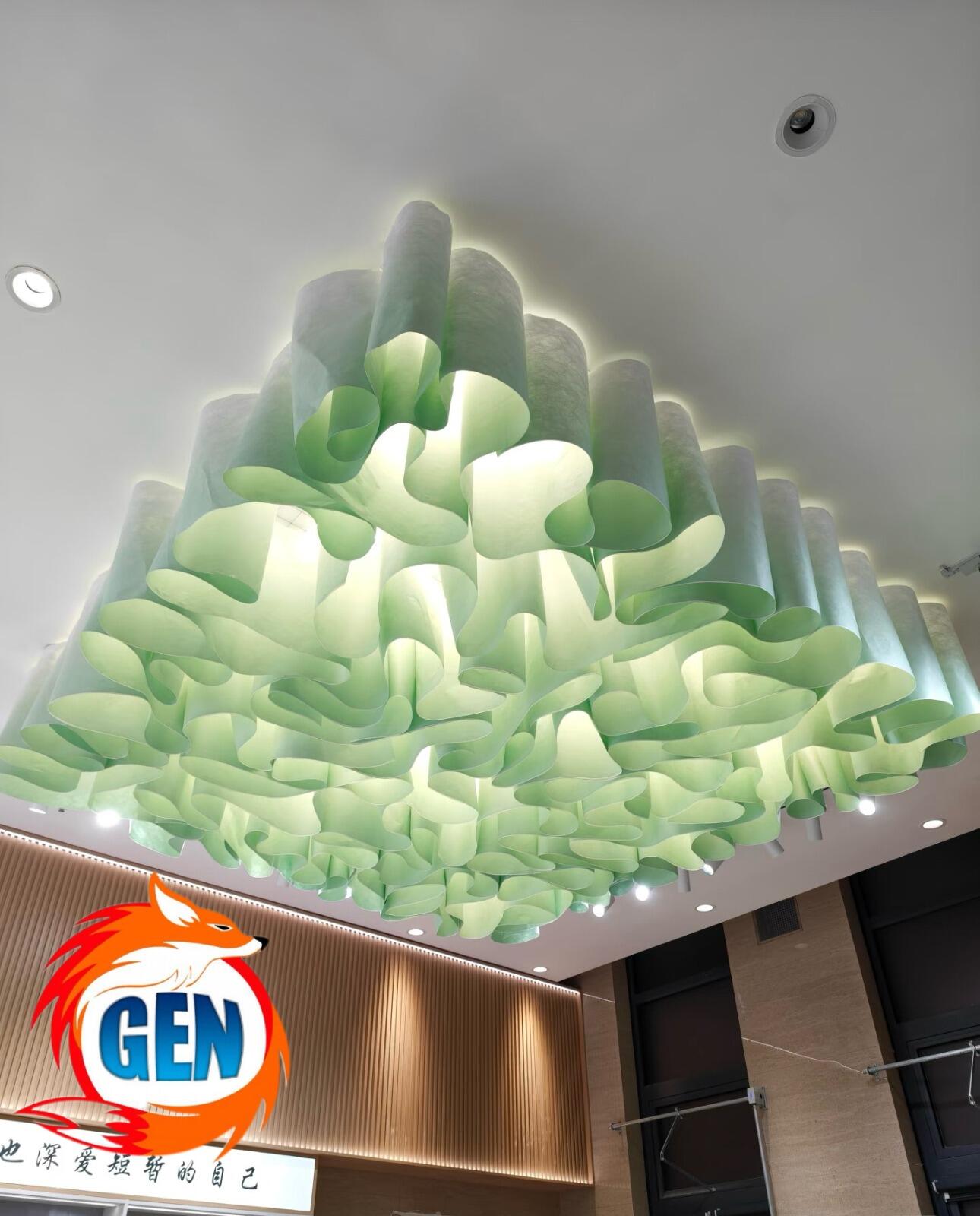 French Style Modern DIY Translucent Ceiling Panels – Wave Embossed Grade A Ceiling with Aluminum Hanging System for Home & Commercial Decoration