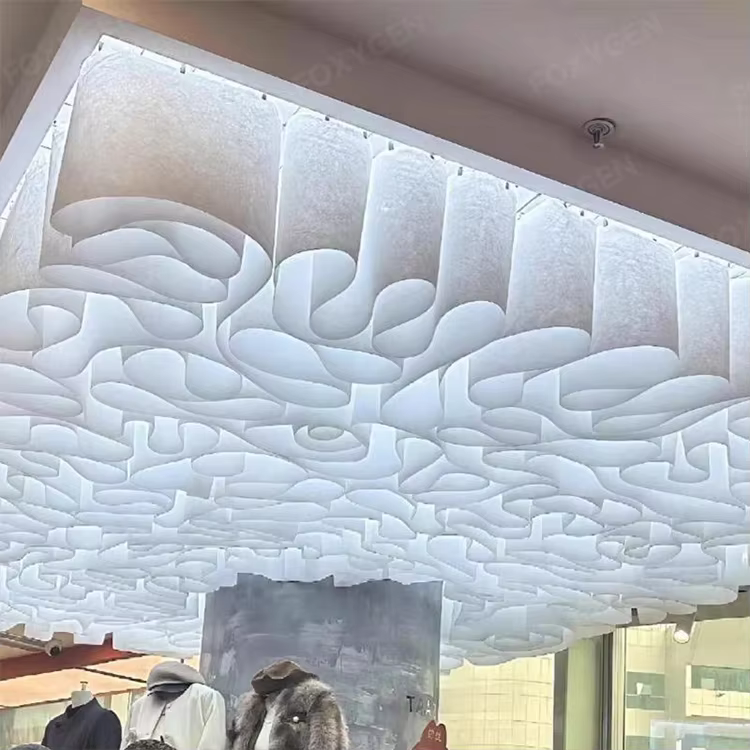French Texture Modern DIY Ceiling Light Transmission Wave Stamped Grade a Ceiling with Aluminum Hanging Cloth Deco manufacture
