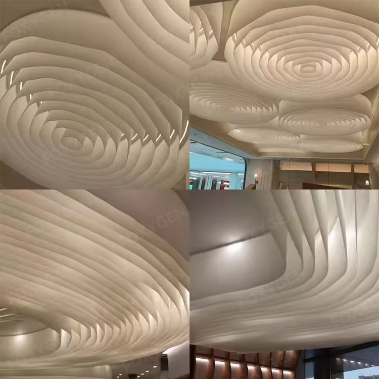 French Texture Modern DIY Ceiling Light Transmission Wave Stamped Grade a Ceiling with Aluminum Hanging Cloth Deco factory