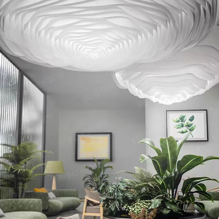 French Texture Modern DIY Ceiling Light Transmission Wave Stamped Grade a Ceiling with Aluminum Hanging Cloth Deco factory