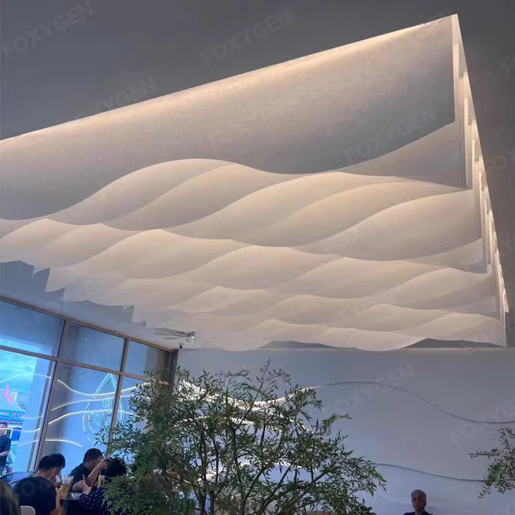 French Texture Modern DIY Ceiling Light Transmission Wave Stamped Grade a Ceiling with Aluminum Hanging Cloth Deco factory
