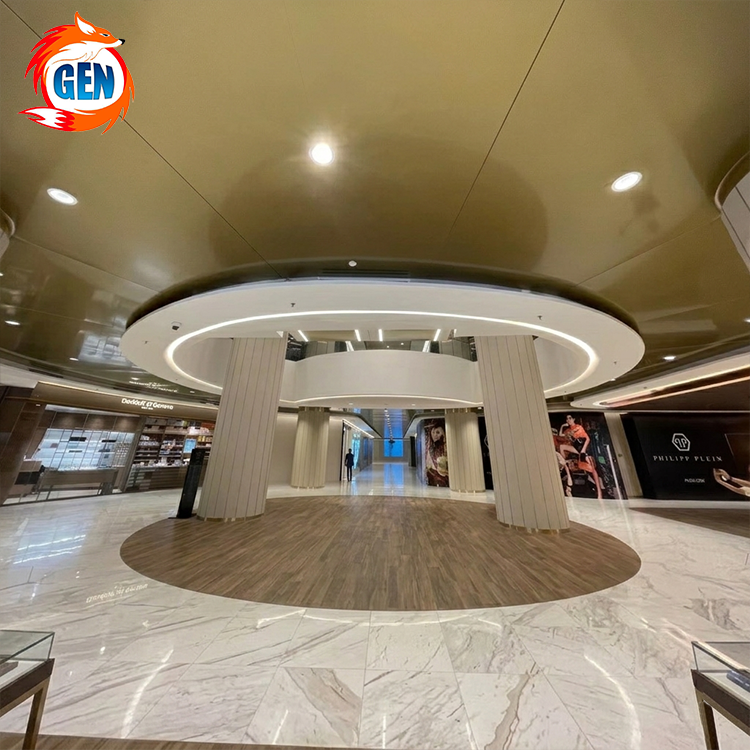 Wholesale Fireproof Ceiling Decoration PVC Film Decoration Project Popular Gold Metal Stretch Ceiling for Shopping Mall