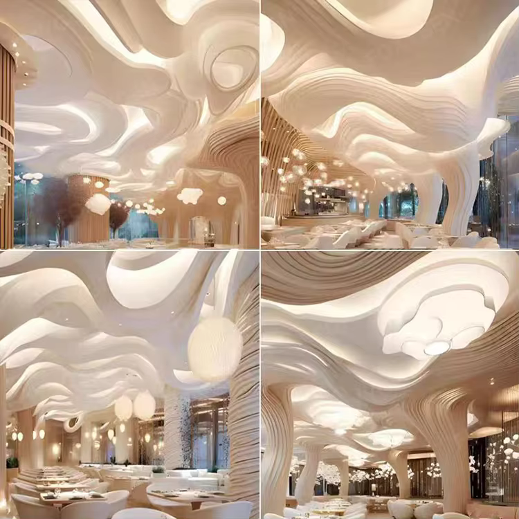 French Texture Modern DIY Ceiling Light Transmission Wave Stamped Grade a Ceiling with Aluminum Hanging Cloth Deco factory