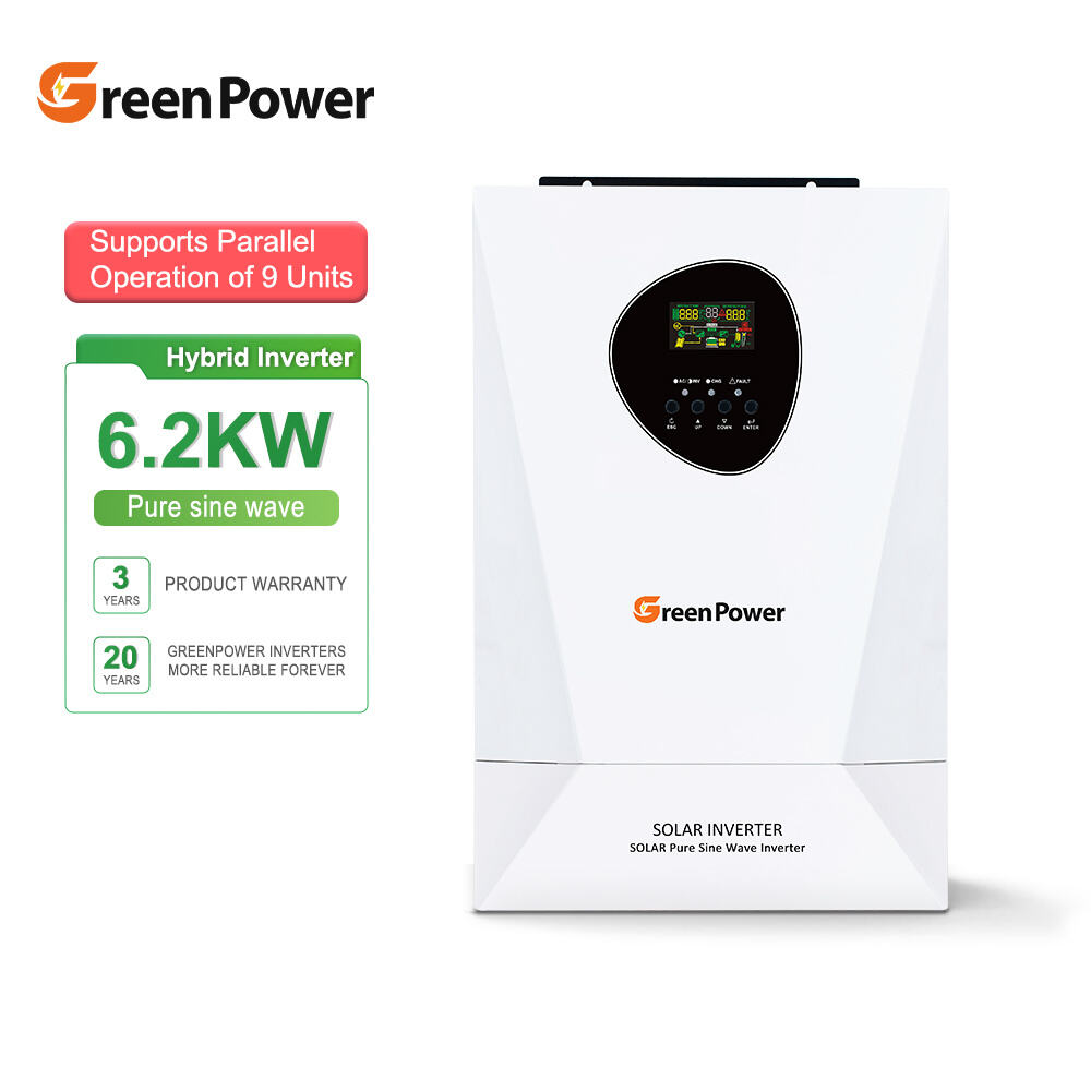 GreenPower 6200w 48v Hybrid Solar Inverter 11kw 6.2kw With MPPT for Solar Power System for Home and Government