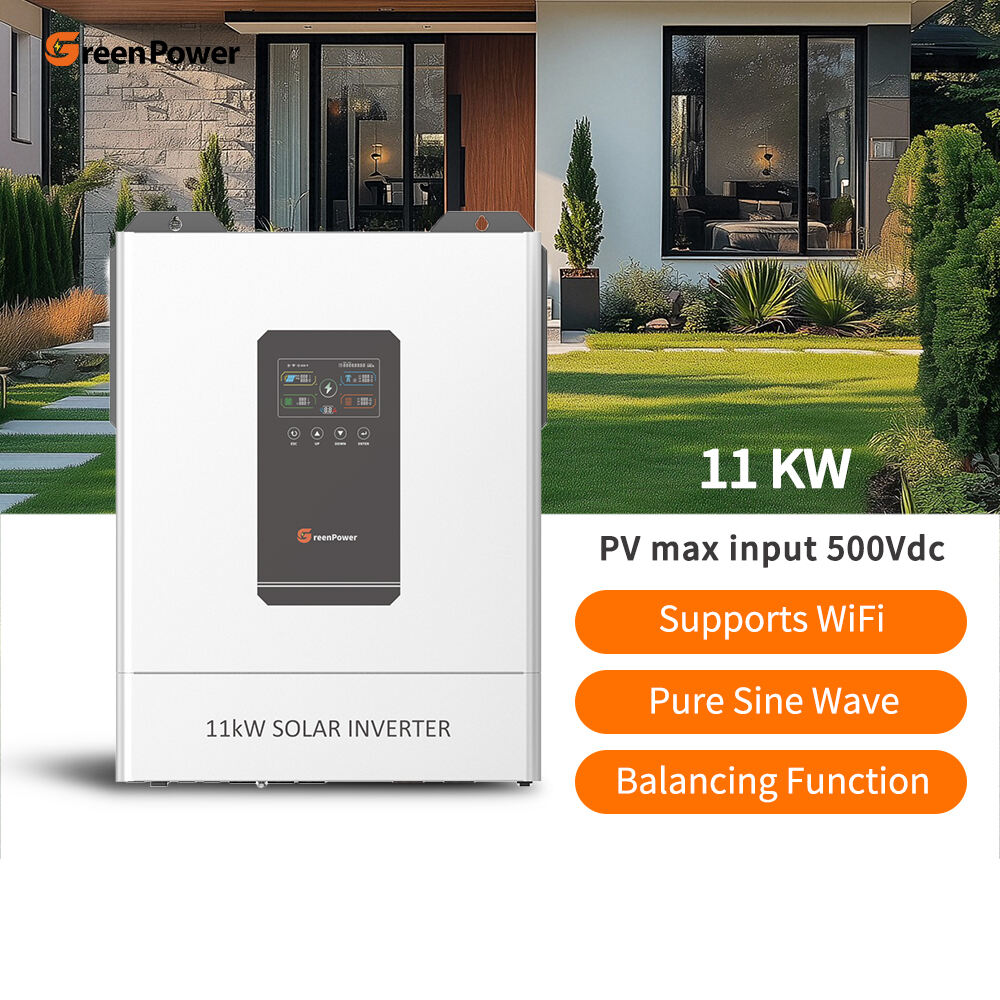 GreenPower 11KW On Off-Grid Solar Inverter Purer Sine Wave MPPT Controller 48VDC Single Phase Built WiFi&Parallel Operation