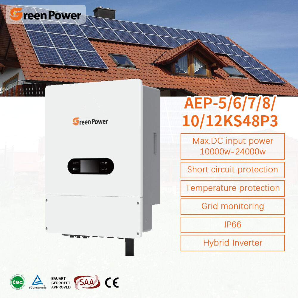 GreenPower IP66 5,5KW 6,6KW 7,7KW 8KW 10KW 12KW Inversor Trifásico Híbrido de Onda Senoidal Pura para Sistema Solar