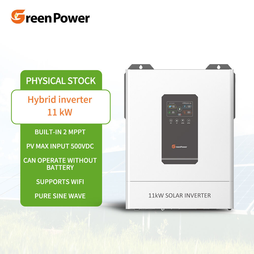 GreenPower OEM ODM on Off Hybride Mppt Hybrid Solar Inverter 11Kw ንፁህ ሳይን ሞገድ ኢንቬንተር ድጋፍ ትይዩ