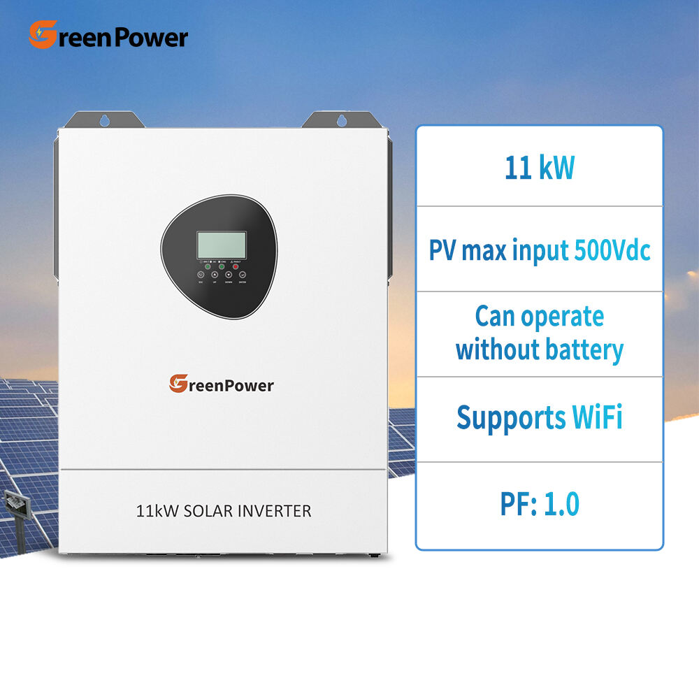 GreenPower Custom OEM ODM Invertitore solare da 11000W 48V MPPT con doppia uscita WiFi ibrido BMS Funzione 11KW Invertitore monofase
