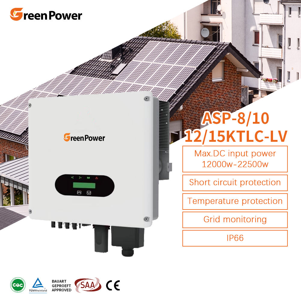 GreenPower Ip66 8kw 10kw 12kw 15kw Üç Fazlı Güneş Enerjisi İnvertörü Şebeke Çıkışı Güneş İnvertörü