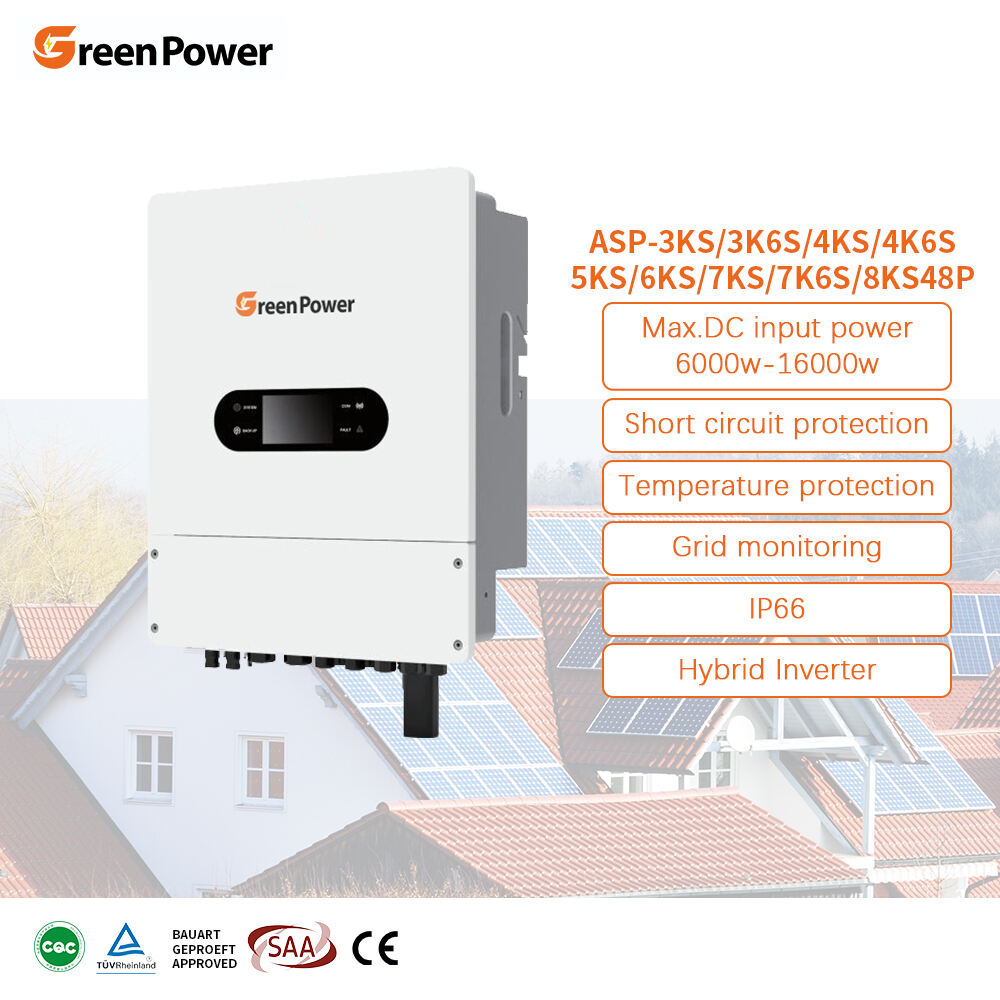 GreenPower IP66 3KW 3,6KW 4,4KW 5KW 5,5KW 6KW 7,6KW 7,7KW 8KW Inversor Solar Híbrido de Onda Senoidal Pura com Controlador MPPT