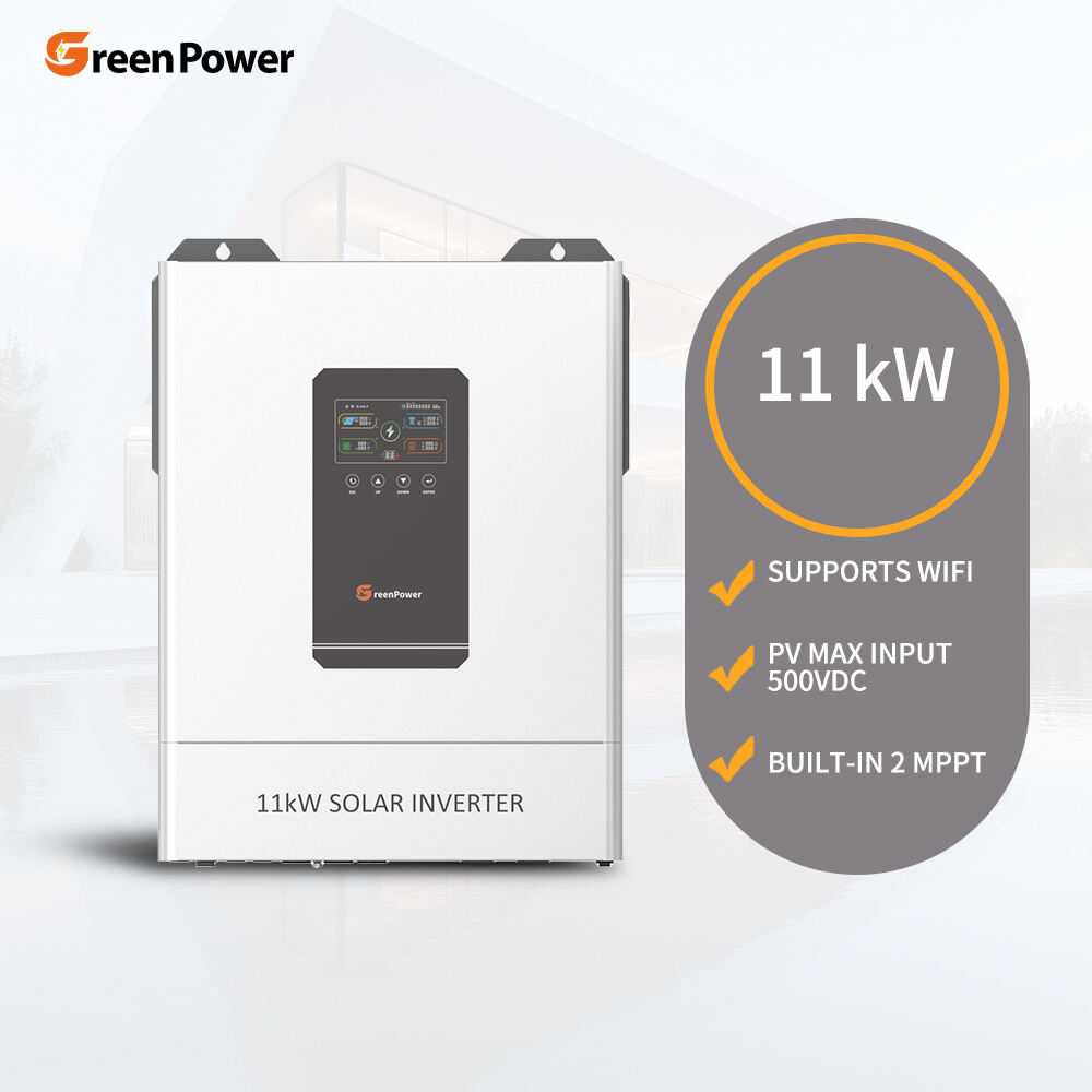 ግሪን ፓወር 11KW 11000W ቮልቴጅ ከግሪድ ውጪ ባለሁለት MPPT ሃይል ሃይብሪድ ሶላር ኢንቮርተር ከWIFI ጋር ለቤት ስርዓት ትይዩ ይደግፋል