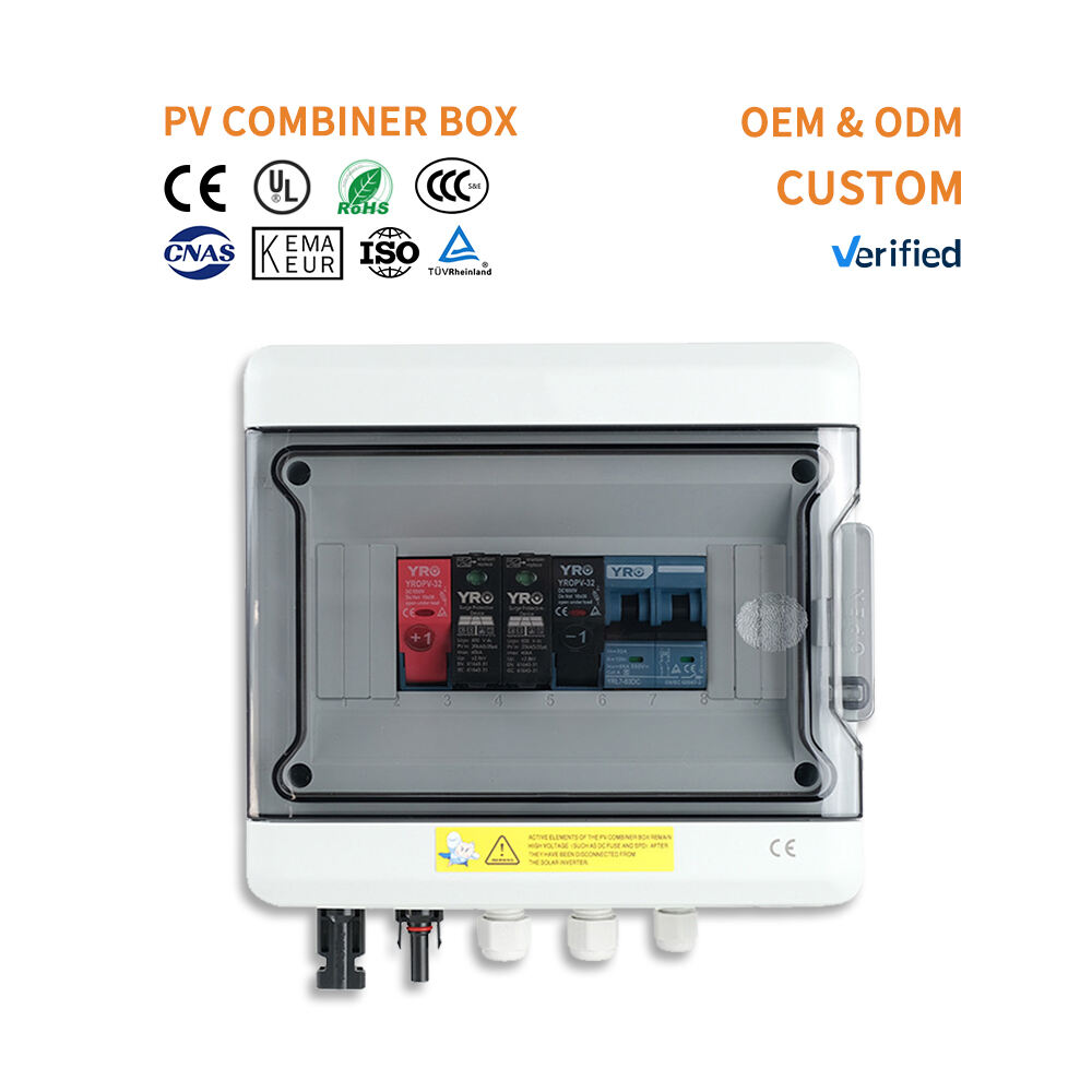 Customized DC 1000V 2 Input 1 Output PV Combiner Box with Fuse and Surge Protection Plastic Housing for Solar Power Systems