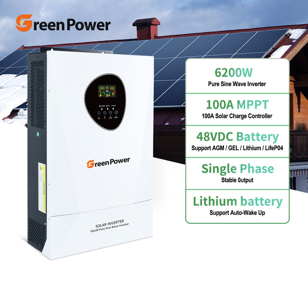 GreenPower Single Phase Off Grid Hybrid Converter 6.2Kw Set for Home Energy System Lifepo4 Hv Battery Solar Inverter