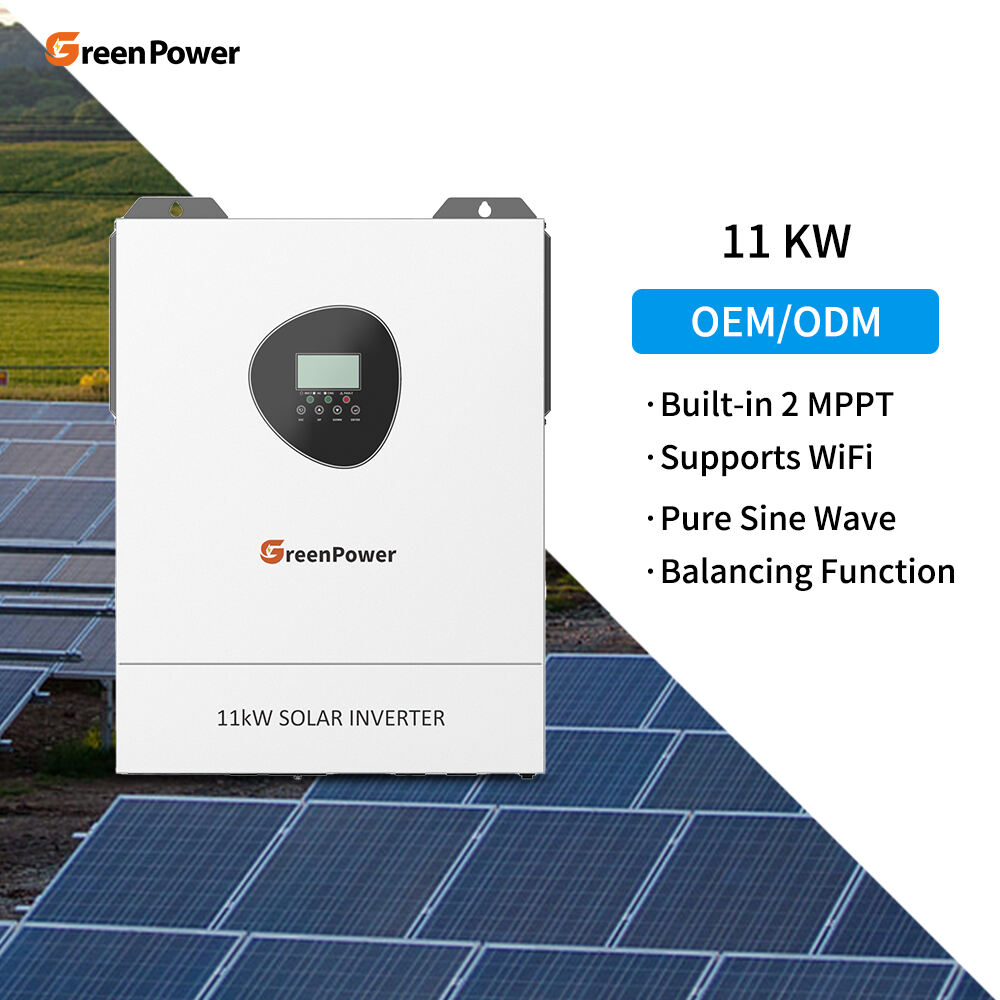 Inverter GreenPower OEM ODM 11KW 48V MPPT Output Gelombang Sinus Tulen 11000W Inverter Solar Hibrid Luar Grid dengan MPPT