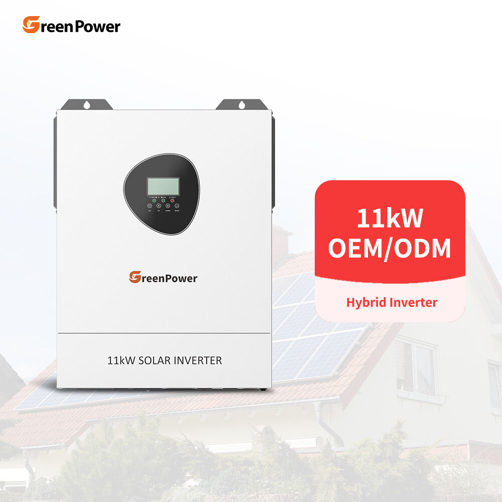 GreenPower Prezzo di fabbrica Invertitore solare con display LCD Griglia mista di uscita in fase singola in 11kw 11000W Invertitore solare con MPPT