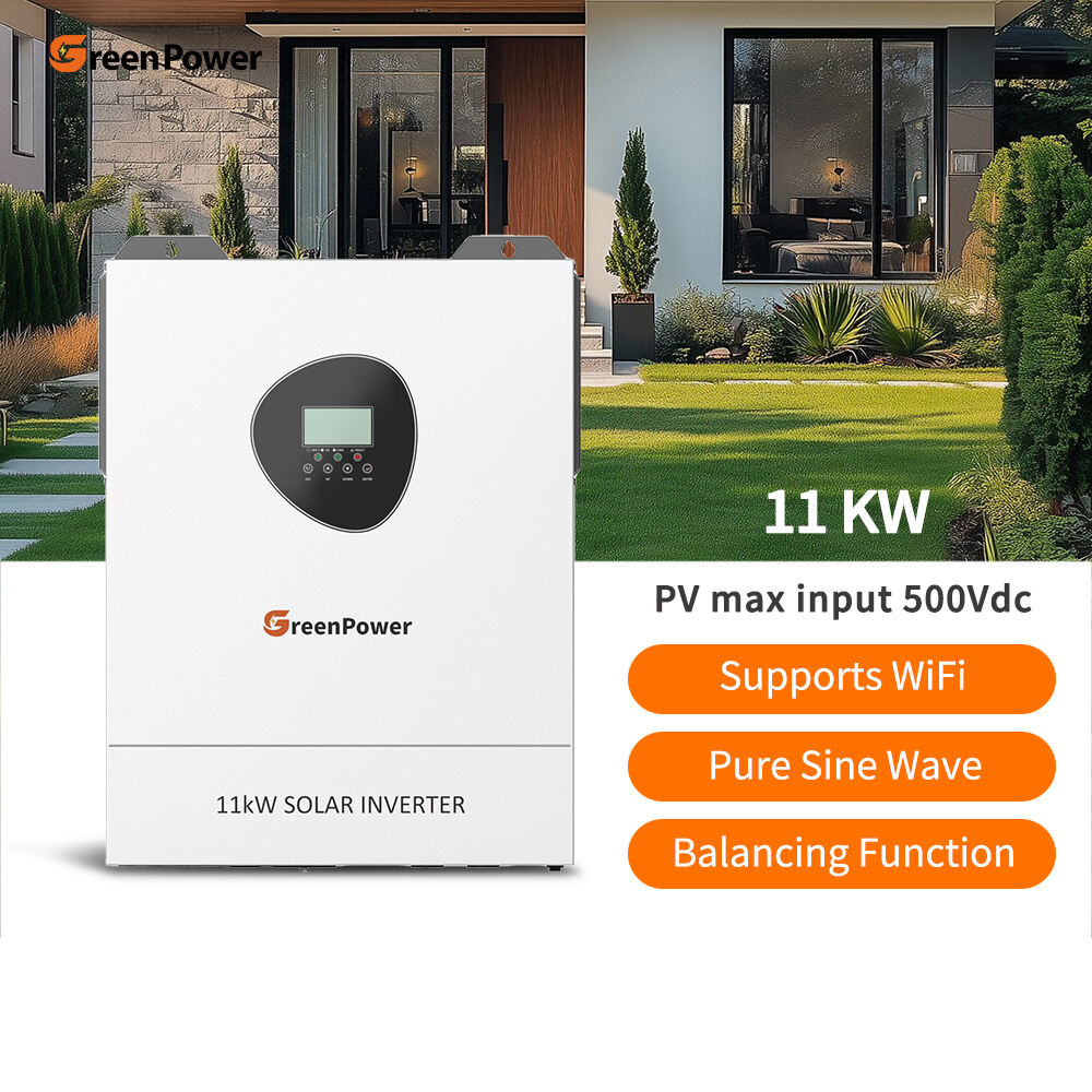 Inverter Solar Rumah Hibrid GreenPower Sistem Tenaga Solar Kapasiti 11kW Inverter Solar Gelombang Sinus Murni Pengawal MPPT