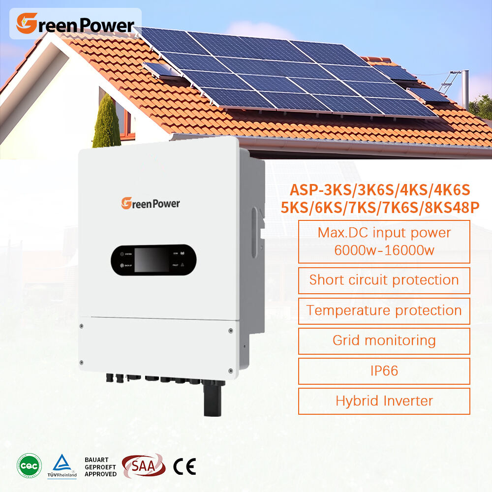 GreenPower IP66 3KW 3,6KW 4,4KW 5KW 5,5KW 6KW 7,6KW 7,7KW 8KW Inversor Solar Híbrido de Onda Senoidal Pura com Controlador MPPT