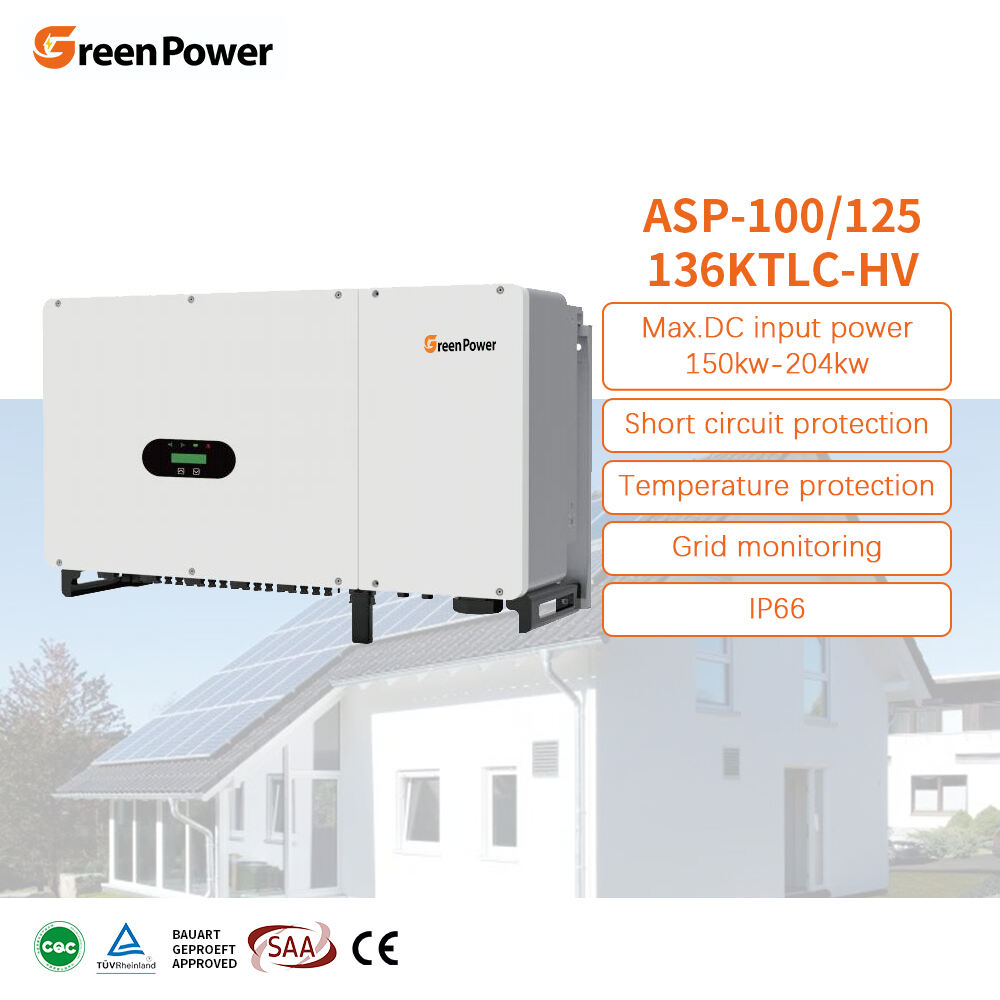 GreenPower IP66 100KW 125KW 136KW Üç Fazlı Çift Çıkışlı Şebeke Bağlantılı Saf Sinüs Dalgası Güneş İnvertörü MPPT Kontrollü
