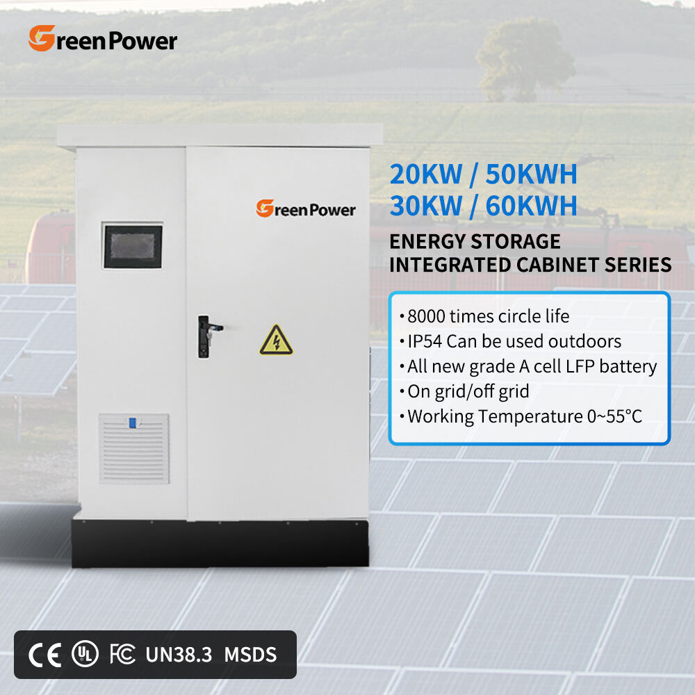 GreenPower Energy Storage 51.2kWh 61.4kWh Hybrid Lithium Battery Solar 512V 614.4V 20kw 30kw Industrial Commercial Power Station