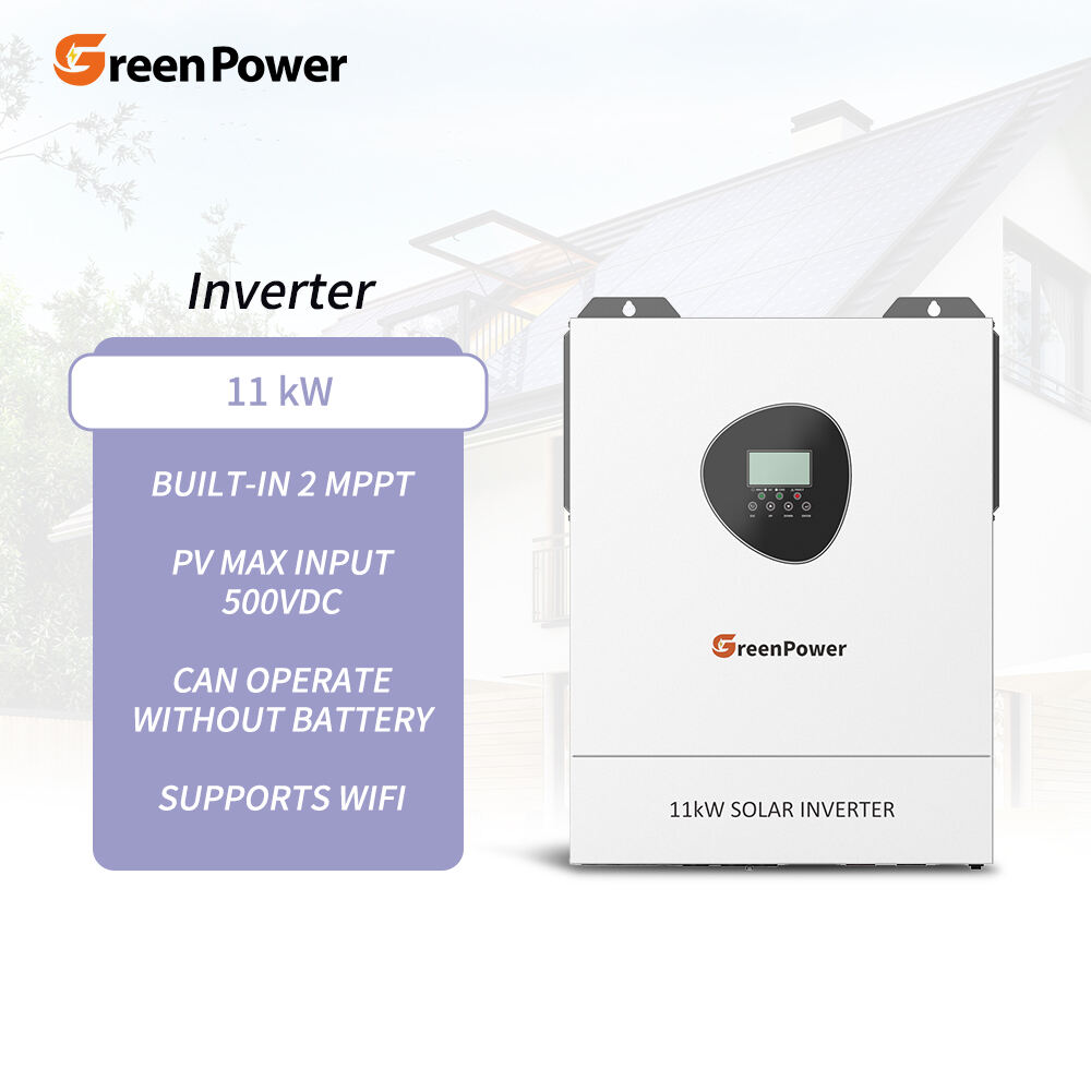 GreenPower Inverter solare ibrido monofase ad alta frequenza connesso alla rete 11KW, OEM ODM, onda sinusoidale pura