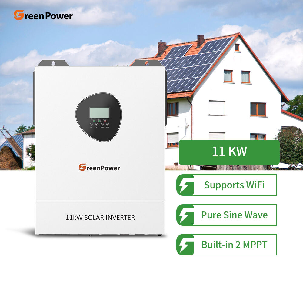 Inverter Solar Frekuensi Tinggi 11KW 48V Dwi MPPT Dibuat Khas GreenPower Fasa Tunggal On-Grid dengan Output Fasa Tunggal 50/60Hz