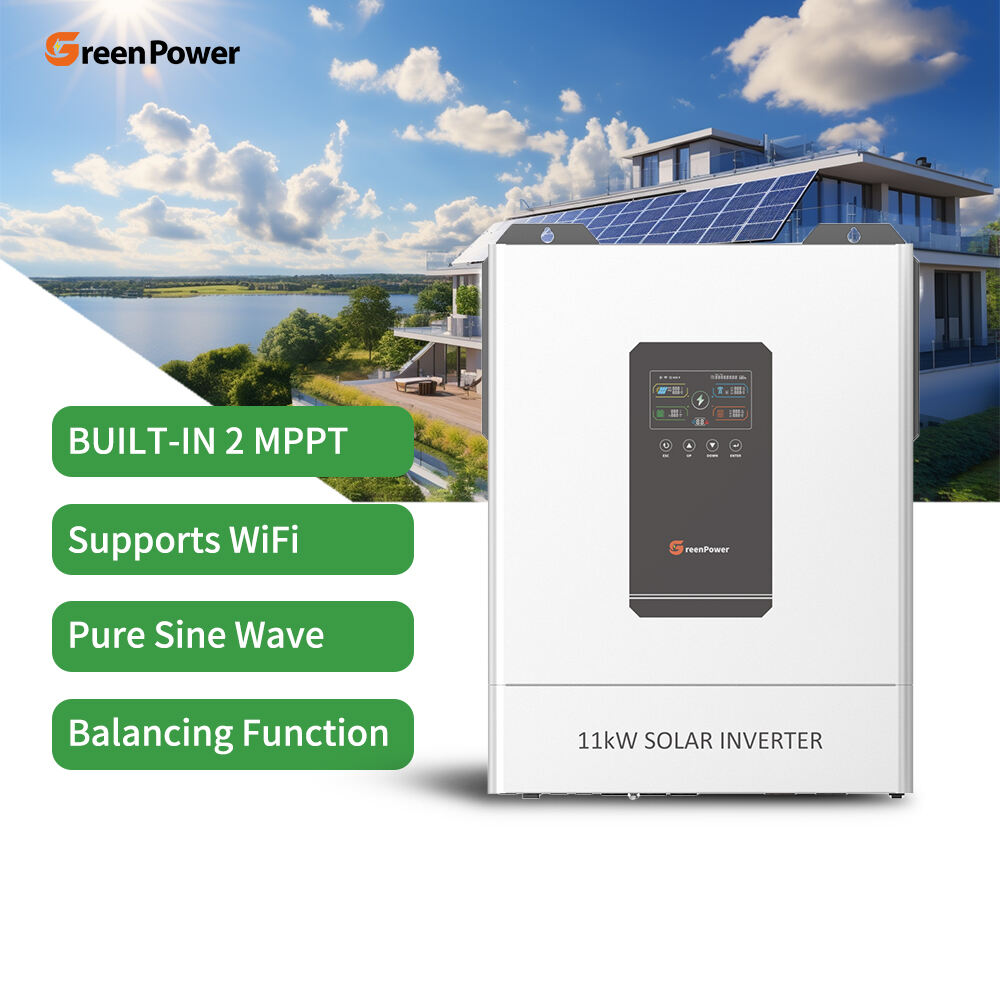 GreenPower Wall-Mounted on Off Grid Inverter Single Phase 11KW 11000W Hybrid Solar Inverter with Wifi for Home Support Parallel