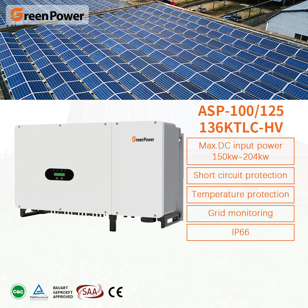 GreenPower IP66 100KW 125KW 136KW Üç Fazlı Saf Sinüs Dalgası Şebeke Bağlantılı Güneş Sistemi İnvertörü